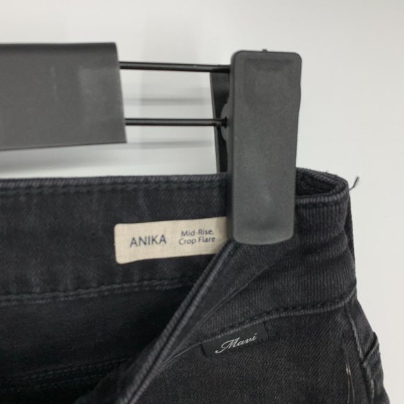 Mavi Jeans Black Anika Mid Rise Crop Flare Raw Hem NWT - Picture 3 of 11